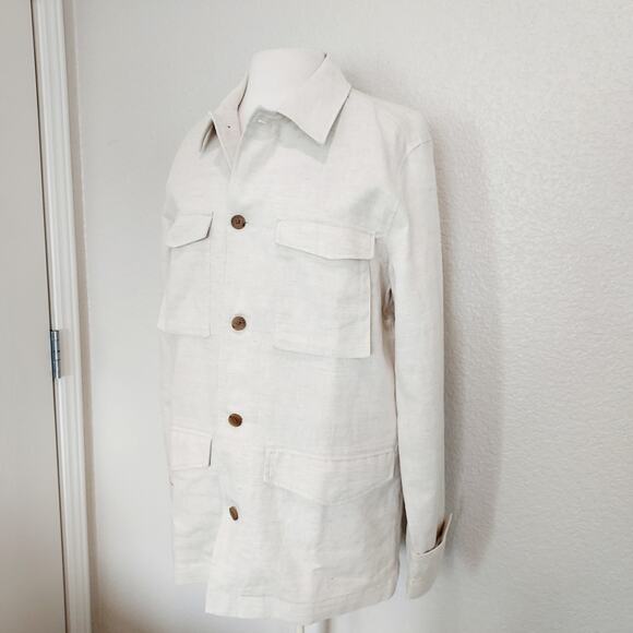 NEW Banana Republic Cream Linen Blazer Jacket Size M - Picture 4 of 15